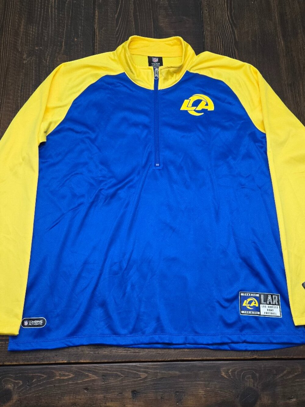 NWT NFL Los Angeles Rams Men XL Combine Authentic 1/4 Zip Pullover Fleece Jacket